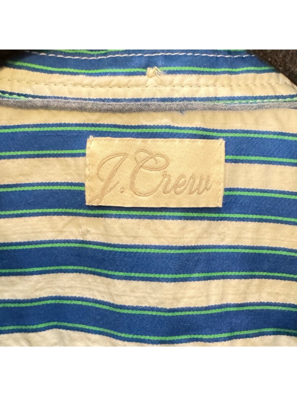 Y2K J. Crew Reimagined Blue Teal Striped Women's M Cotton Shirt Classic Preppy - Picture 3 of 13